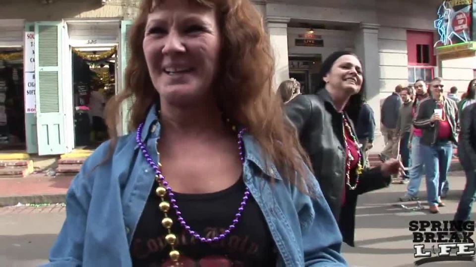 Mardi Gras Party Girls Flashing in Public - Black