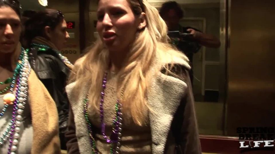 Mardi Gras Party Girls Flashing in Public - Black