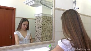 xxx video 39 Mirror play turns hairy girl Gretta on, lesbian nylon fetish on masturbation porn 