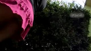 Ebony girl pink  upskirt