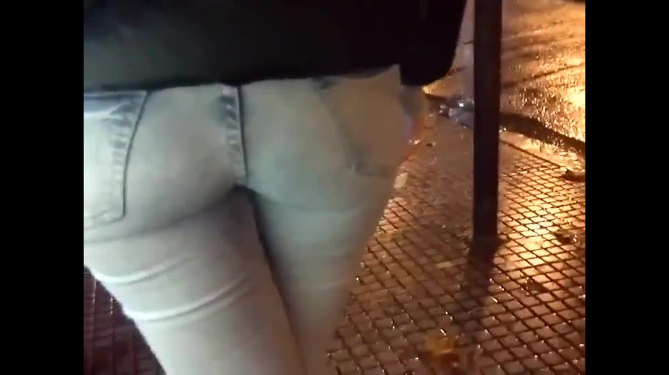 Mesmerizing ass spied on a rainy day