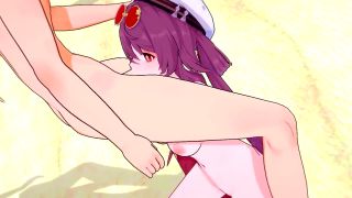 Wet Waifus - Hu tao gets Hot and Horny at the beach - Genshin Impact
