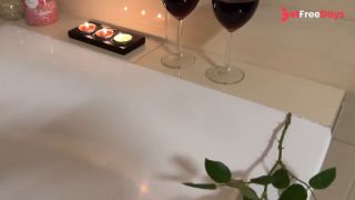 Romantic sensual handjob and footjob while bathing