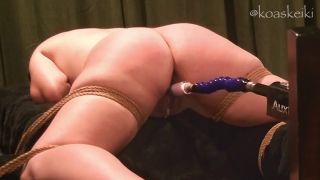 Asian Daddy ties me to the bondage bench and uses the fucking machine to make my pussy drip