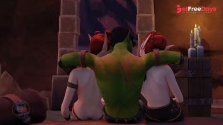Orc and 2 elven girls in a cave, part 3