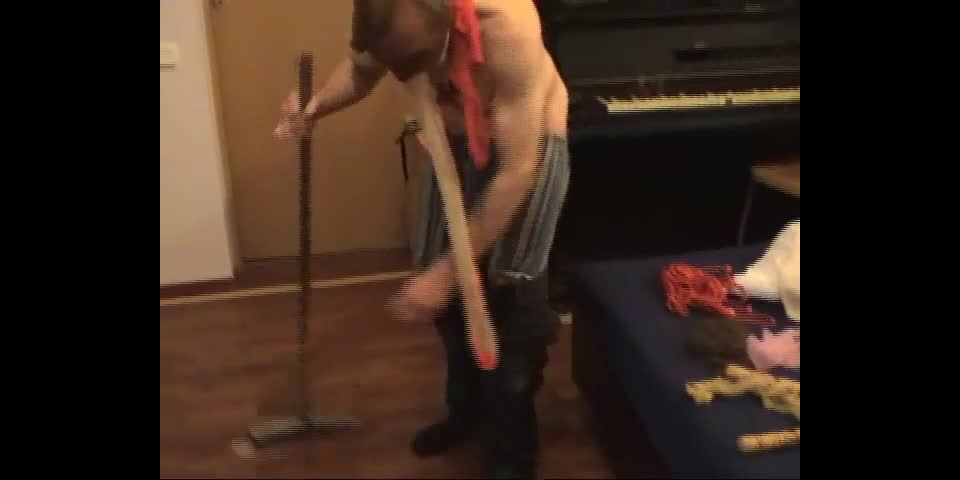 Pantyhose My Way Finale. Alexis wearing only a pair of black pantyhose and heels continues her punishment of her pantyhose slave! Watch her beat and whip him while doing chores, then play with herself as he adores her nylon clad legs!