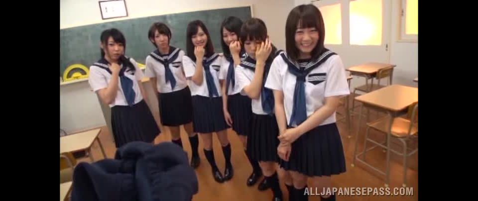 Awesome Hot Japanese teens in school uniforms in hot group function Video  Online
