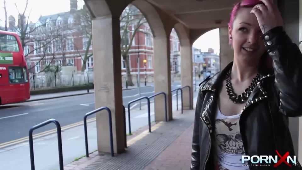 adult xxx clip 29 Pink hair slut flashing in public* - facial - public femdom group