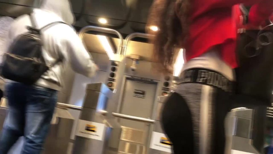 Gorgeous sporty girl in the subway train