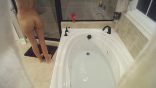 Horny girl spied in soapy  bath