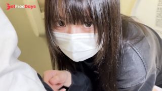 Sucking the stretched balls in the toilet of a rocking ship, giving a blowjob and swallowing cum