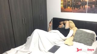My horny stepdaughter masturbates in front of me and makes a video
