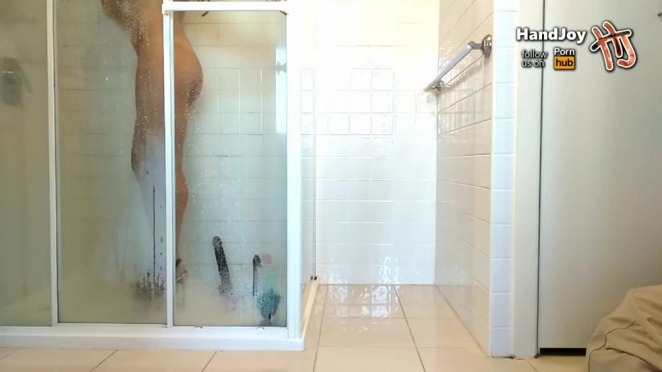 video 28 nylon feet fetish HandJoy Goddess Hira has fun with her dildos and plugs in the shower, solo girl on masturbation porn