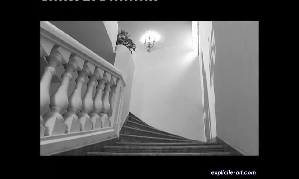Exquisite Czech blond teen strips on the stairs Teen!