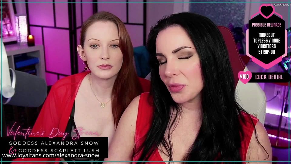 LoyalFans 2023 Goddess Alexandra Snow Valentines Day Lesbian Cuckold Livestream With Scarlett Lush.
