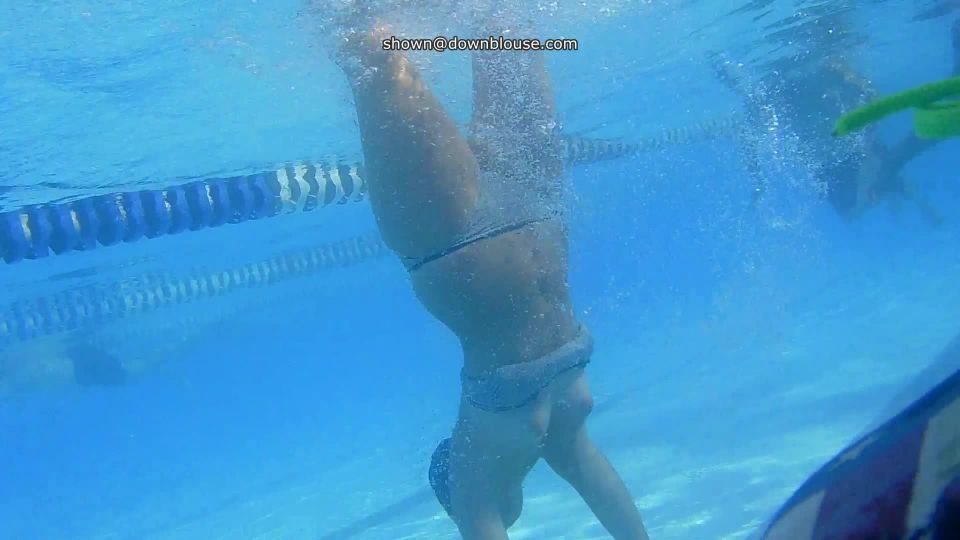 Underwater somersaults and double boob  slip