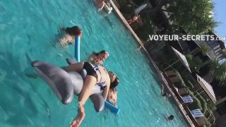Hottie jumps on inflatable dolphin Teen