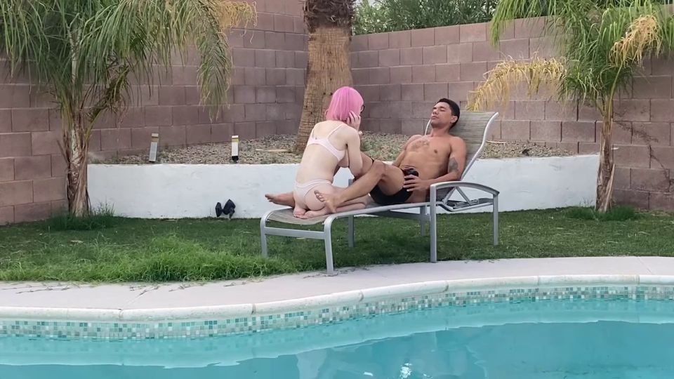 xxx clip 35 femdom mind control Andre Stone - Pink Hair Trans Girl Claire Gemini Sucks Cock by the Pool (17-12-2022) [HD, 720p], bareback on femdom porn