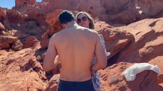 Wife Fucks Friend In Front Of Husband While On Public Hike In The Deser