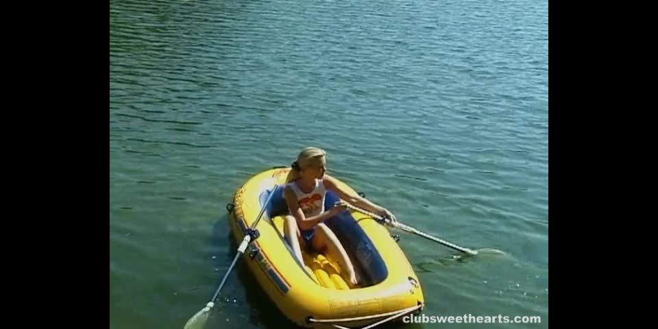 Debbie masturbating in a rubber boat Teen!