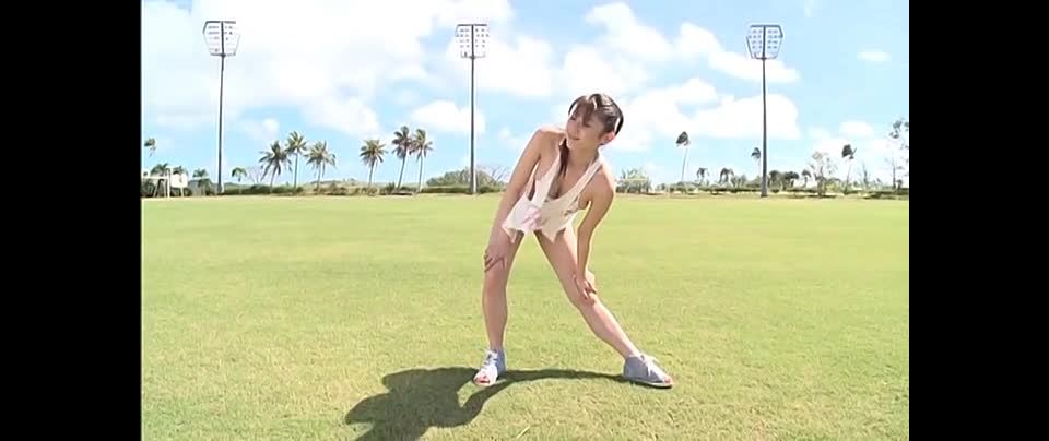 Mikie Hara Japanese cutie doing yoga outdoors Asian
