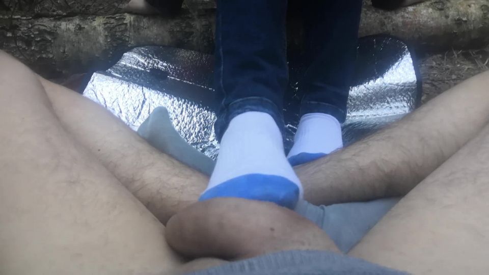 adult xxx clip 2 Public Footjob And Socksjob In The Woods – Oksifootjob on femdom porn femdom predicament bondage
