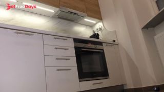 Super hot big ass all natural horny college girl shows off her new sexy lingerie set in the kitchen