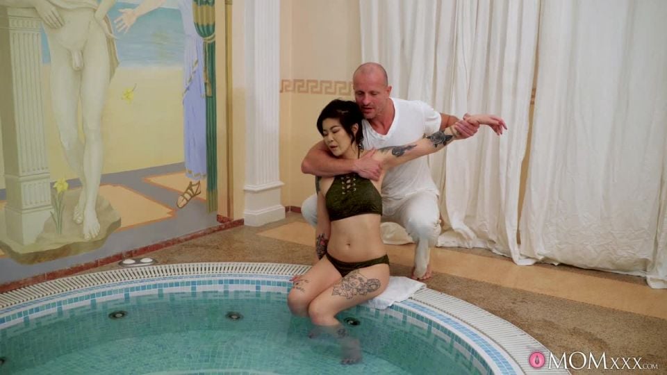 Asian babe fucked by swimming  pool