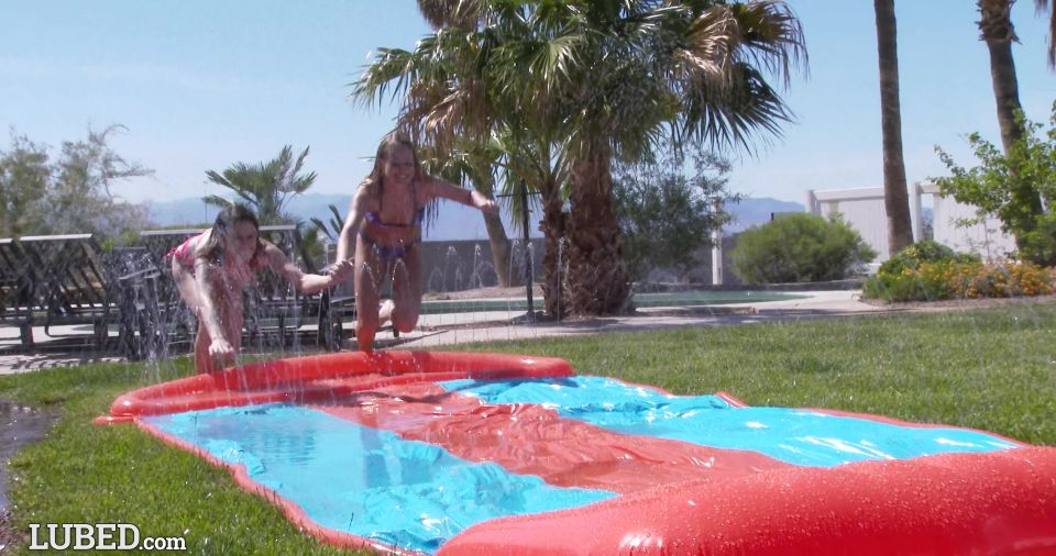 Slip And Slide Threesome With Teens Kristen Scott & Scarlett Sage