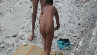 Girl with a big butt fucked on a beach Nudism!