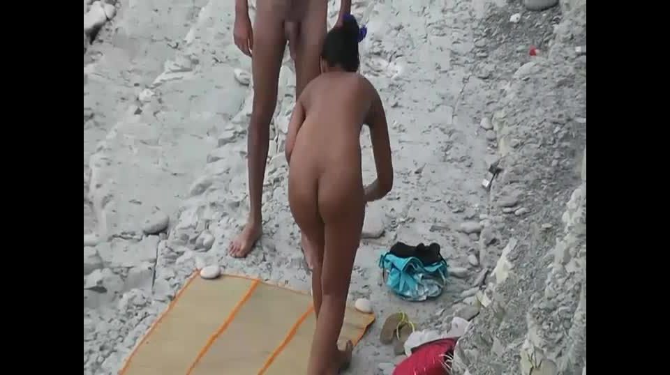 Girl with a big butt fucked on a beach Nudism!