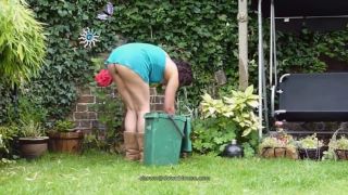 Neighbour with no panties  gardening.