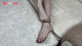 [GetFreeDays.com] Mistress in black fishnet stockings caresses her legs with pedicure Sex Film October 2022