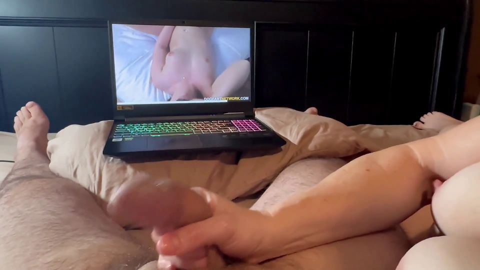 Humiliating Husbands White Cock, while Watching BBC Porn.