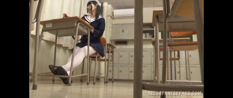 Awesome Ai Uehara Asian teen in pigtails masturbates in school Video  Online