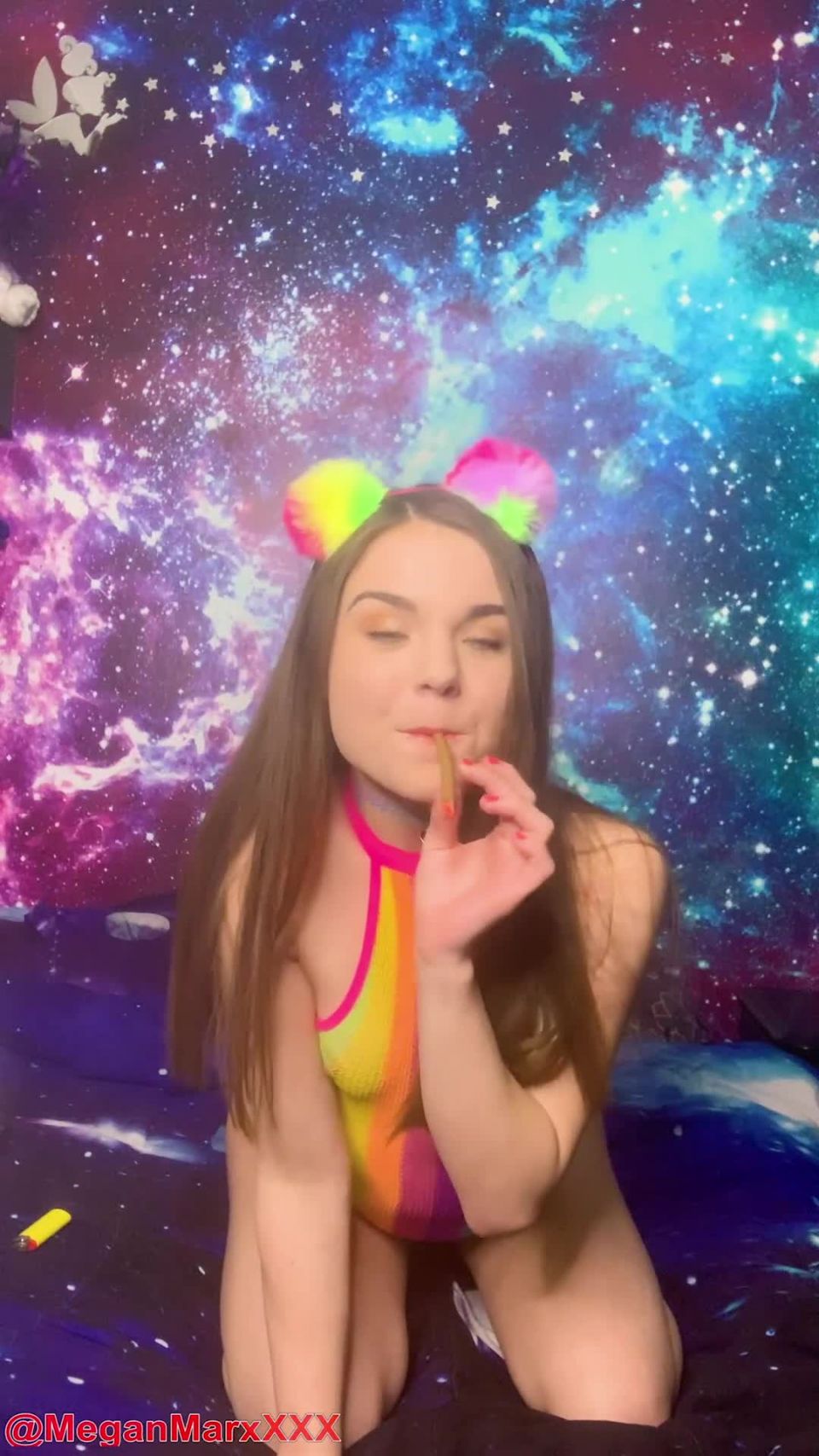 xxx video 47 Megan Marx – Smoke and Tease In Rainbow Lingerie, amateur mouth on amateur porn 