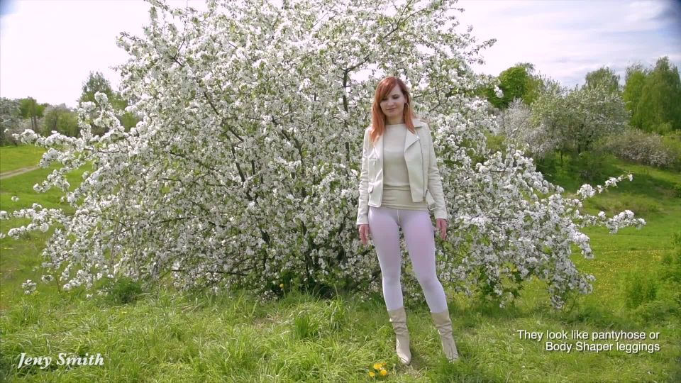 In white pantyhose outdoor pantyhose 