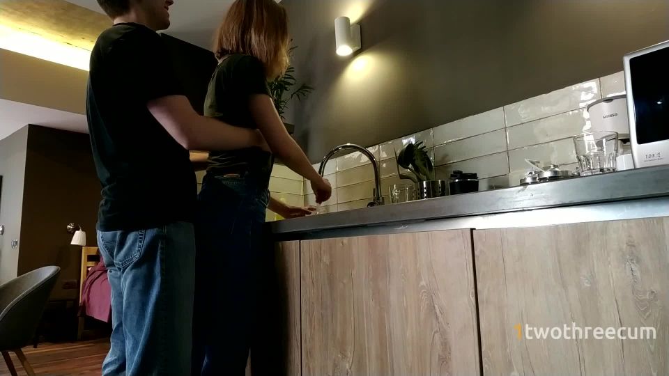 SHY HOUSEWIFE FUCKED IN THE KITCHEN BY FRIEND Amateur!