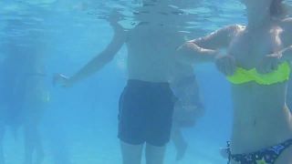 Beautiful girl loses her yellow top underwater  1 280