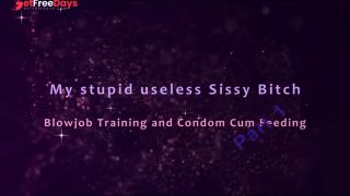 Miss Alessa Milano Sissy Bitch Blowjob StrapOn feed used Condoms Part 1