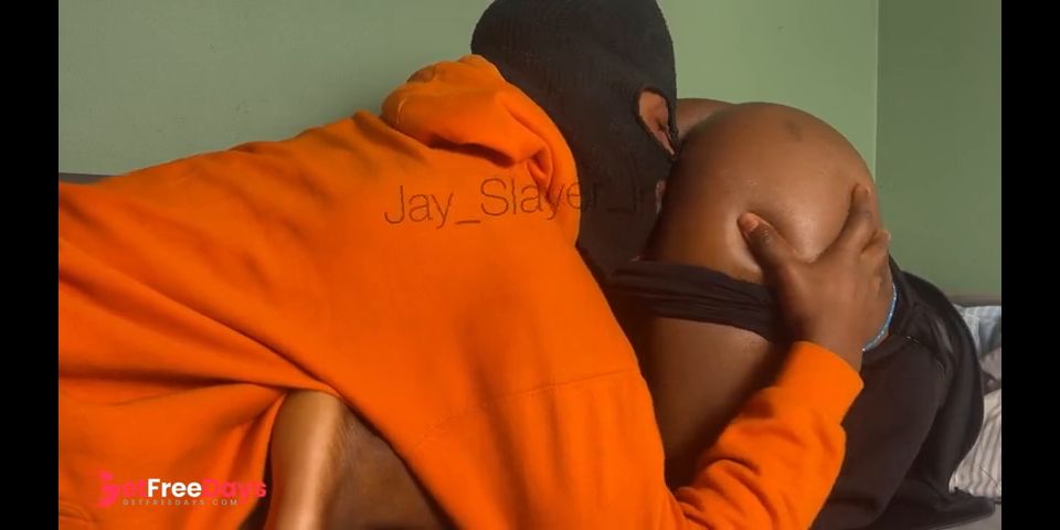 Slim Ebony Rides Hot boyfriend in the Sofa hardcore
