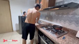 My Latina sees me cooking, asks me for some and I end up giving her my delicious cock