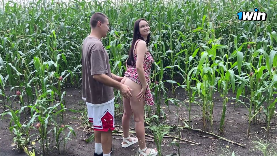 Fucked Slutty Step Sister In Dress On Cornfield And Cummed On Her Ass