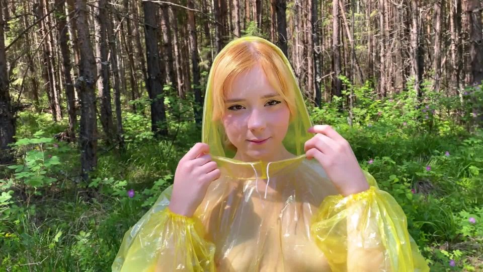 MoonFleur - Girl in Pvc Raincoat Suck Dick in the Forest , hot amateur porn on hot babes 