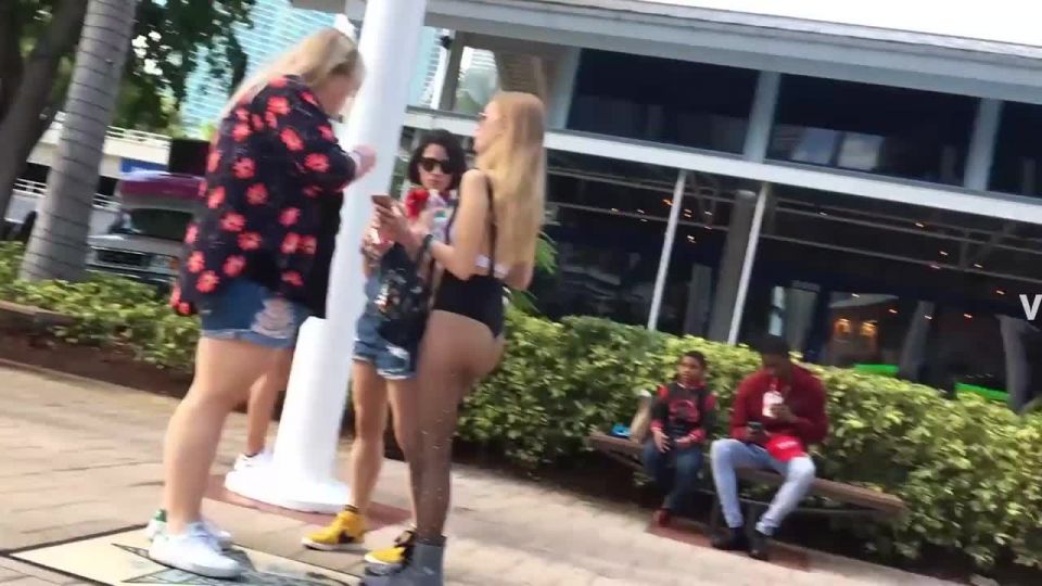 Slutty girl wears party outfit for ordinary day out Voyeur