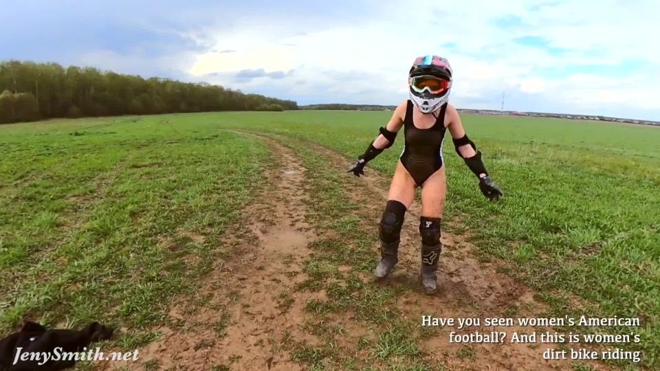 Jeny Smith – A Naked Girl on a Dirt Bike Pantyhose