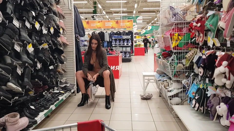 SweetButtocks - Naked Girl in the Store Shows her Legs and other Parts of her Body  - public - public 