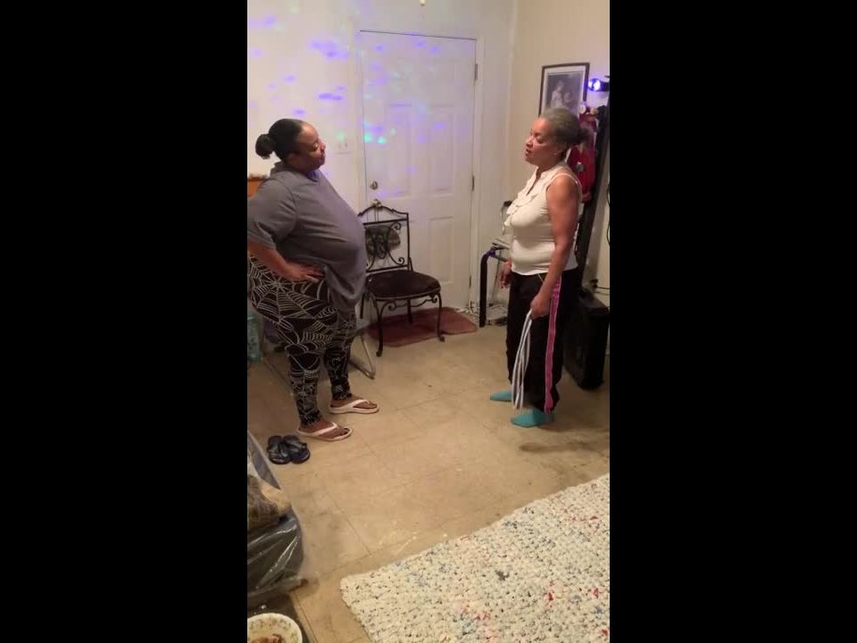 Big booty girl gets a belt spanking bending over in chair