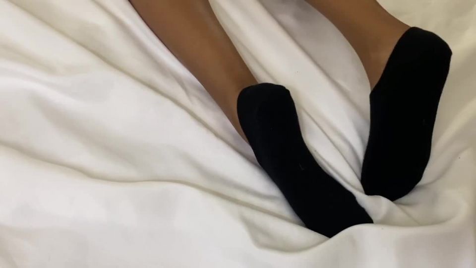 Ebony Sock & Foot Play While Masturbating & Getting White Cock
