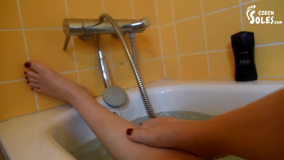 first time femdom Czech Soles - Taking a hot bath, teasing you with her bare feet, fetish on pov